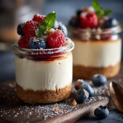 This recipe for High Protein Cheesecake Jars is a delightful twist on the classic cheesecake that packs a powerful protein punch. These individual-sized jars are not only adorable but also a convenient and delicious way to enjoy a guilt-free dessert or snack. With a creamy texture and rich flavor, these cheesecake jars are sure to satisfy your sweet cravings while providing a boost of protein to keep you energized throughout the day.