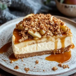 When the leaves start to turn and the air becomes crisp, there’s nothing quite like the comforting embrace of a homemade dessert to celebrate the season. Enter the Caramel Apple Crisp Cheesecake—a decadent fusion of flavors and textures that perfectly embodies the essence of autumn. This dessert harmoniously combines the creamy richness of cheesecake, the tartness of fresh apples, the crunch of a buttery crumble, and the sweetness of luscious caramel. It’s a delightful symphony that is sure to impress at any gathering, making it an ideal choice for holiday feasts, family reunions, or cozy evenings at home.