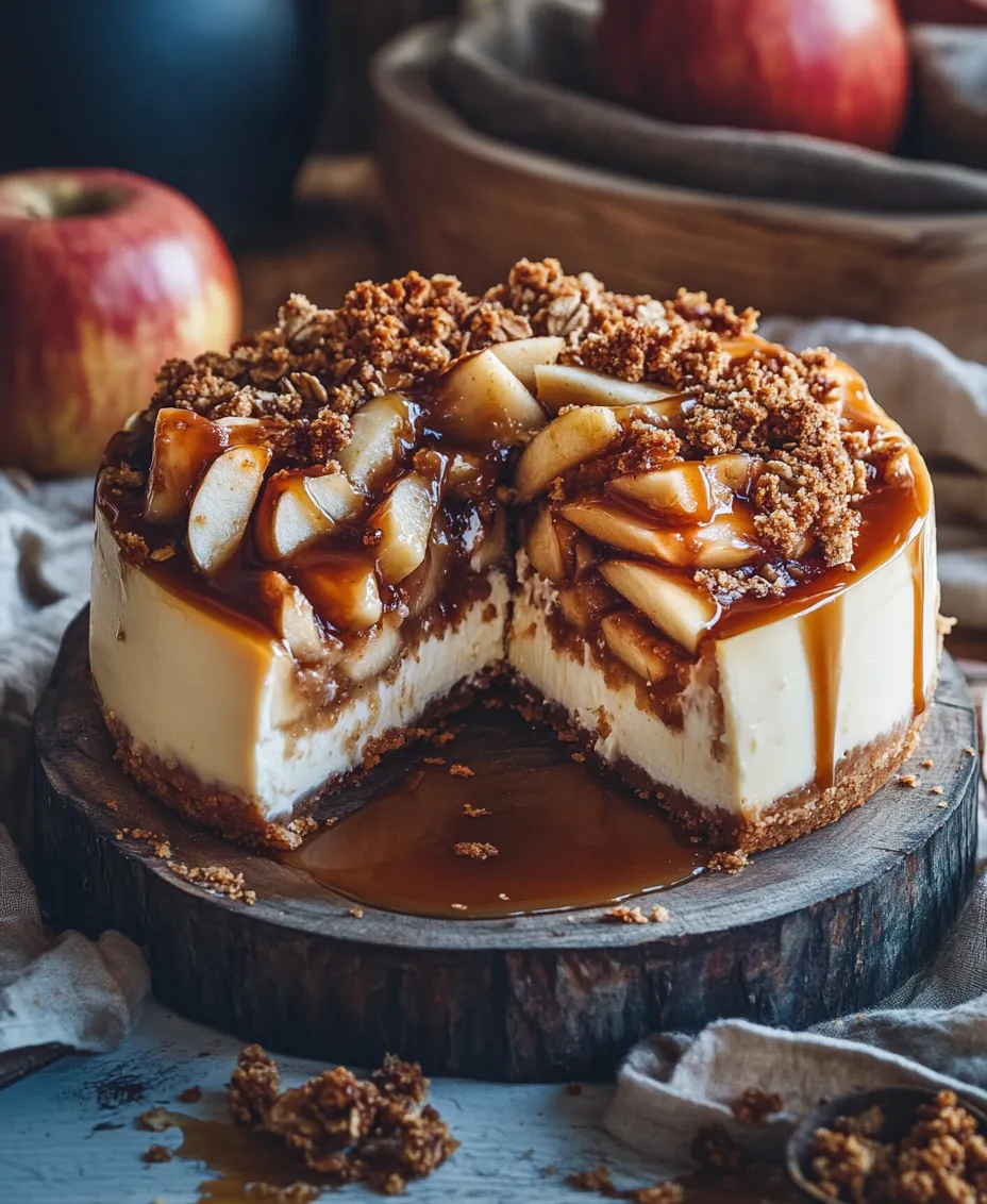 When the leaves start to turn and the air becomes crisp, there’s nothing quite like the comforting embrace of a homemade dessert to celebrate the season. Enter the Caramel Apple Crisp Cheesecake—a decadent fusion of flavors and textures that perfectly embodies the essence of autumn. This dessert harmoniously combines the creamy richness of cheesecake, the tartness of fresh apples, the crunch of a buttery crumble, and the sweetness of luscious caramel. It’s a delightful symphony that is sure to impress at any gathering, making it an ideal choice for holiday feasts, family reunions, or cozy evenings at home.