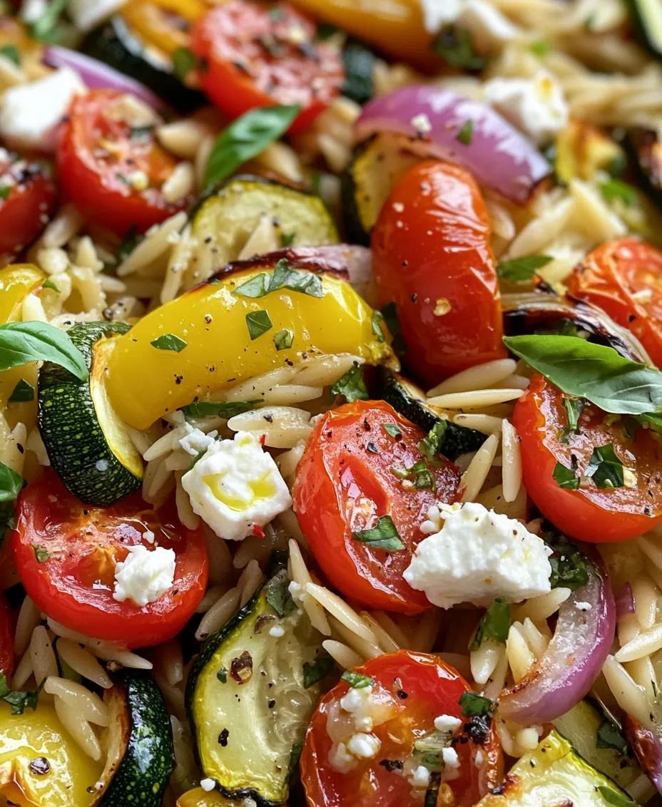 Welcome to the vibrant world of Roasted Vegetable Orzo, a dish that beautifully encapsulates the essence of Mediterranean cuisine. This easy-to-make pasta dish is not only a feast for the eyes but also a celebration of flavors that are both comforting and invigorating. The combination of tender orzo pasta with a colorful array of roasted vegetables makes this recipe a versatile option for any meal. Whether you're looking for a wholesome weeknight dinner, a side dish for your next gathering, or simply a way to pack more vegetables into your diet, Roasted Vegetable Orzo is sure to satisfy.