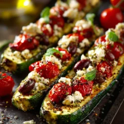 Loaded Greek Grilled Zucchini Boats