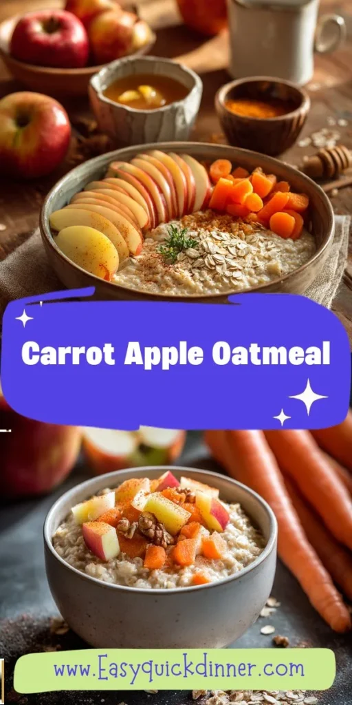 Celebrate the cozy season with a delightful twist on breakfast! This Carrot Apple Oatmeal Delight combines vibrant carrots and sweet apples for a warm and nourishing start to your day. Perfect for those chilly mornings, this recipe is part of the simpleeats collection, making it a go-to for wholesome comfort food. OatmealDelight FallFlavors HealthyBreakfast ComfortFood SimpleEats RecipeInspiration AutumnEats