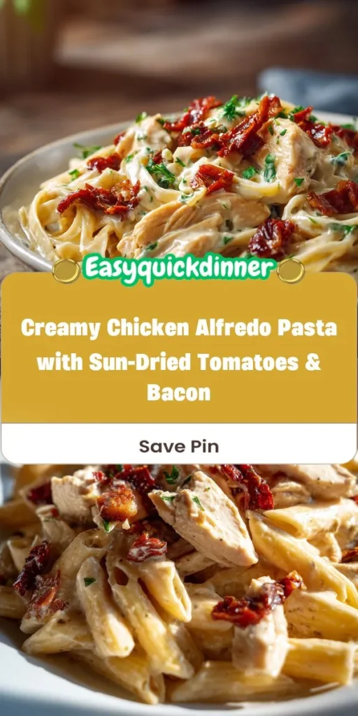 Crispy bacon meets the velvety richness of creamy chicken Alfredo in this unforgettable pasta dish. The burst of flavor from sun-dried tomatoes adds a delightful twist, making each bite a delicious adventure. Perfect for any occasion, this recipe from simpleeats is sure to become a favorite at your dinner table. CreamyPasta ChickenAlfredo ComfortFood PastaLovers QuickRecipes Foodie YummyEats