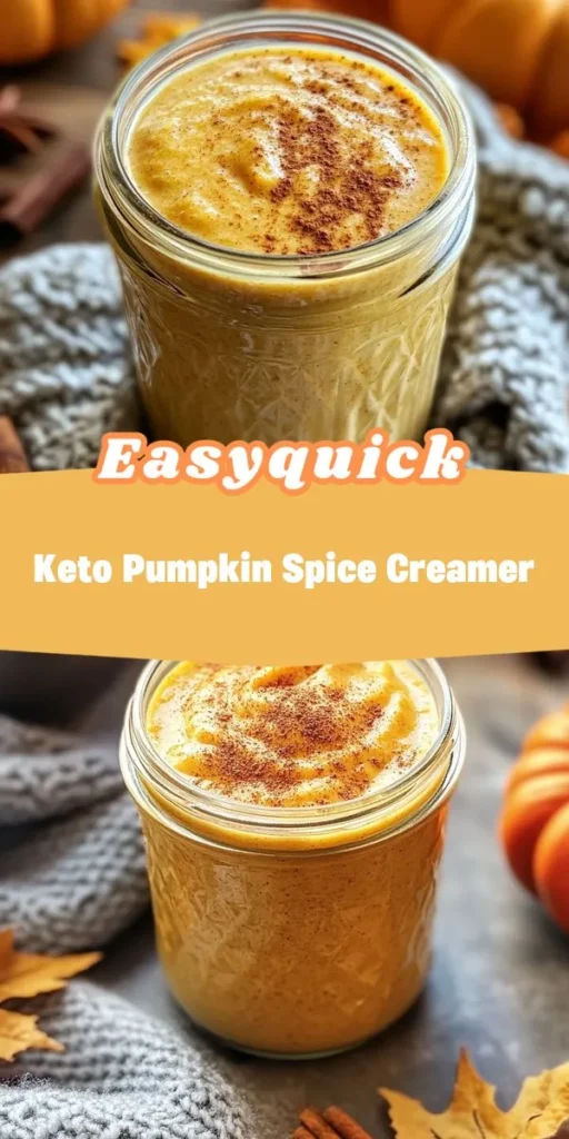Elevate your fall mornings with this creamy Keto Pumpkin Spice Creamer that captures the essence of autumn in every sip. Perfect for those on a low-carb journey, this delightful blend of pumpkin and spices not only enhances your coffee but also fills your kitchen with the warm aromas of the season. Discover more delicious recipes like this one at therecipes! KetoRecipes PumpkinSpice FallFlavors LowCarb HealthyEating CoffeeLover SeasonalSips