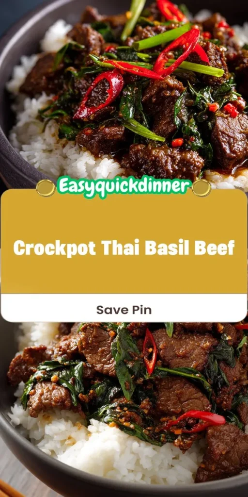 Transform your dinner routine with this Crockpot Thai Basil Beef that brings the vibrant flavors of Thailand to your home. Perfect for busy weeknights, this dish combines tender beef, aromatic Thai basil, and a rich sauce that will delight your taste buds. Try it tonight for a comforting meal that&rsquo;s as easy as it is delicious! ThaiCuisine CrockpotRecipes SlowCookerMeals ComfortFood SimpleEats BeefRecipe DinnerIdeas
