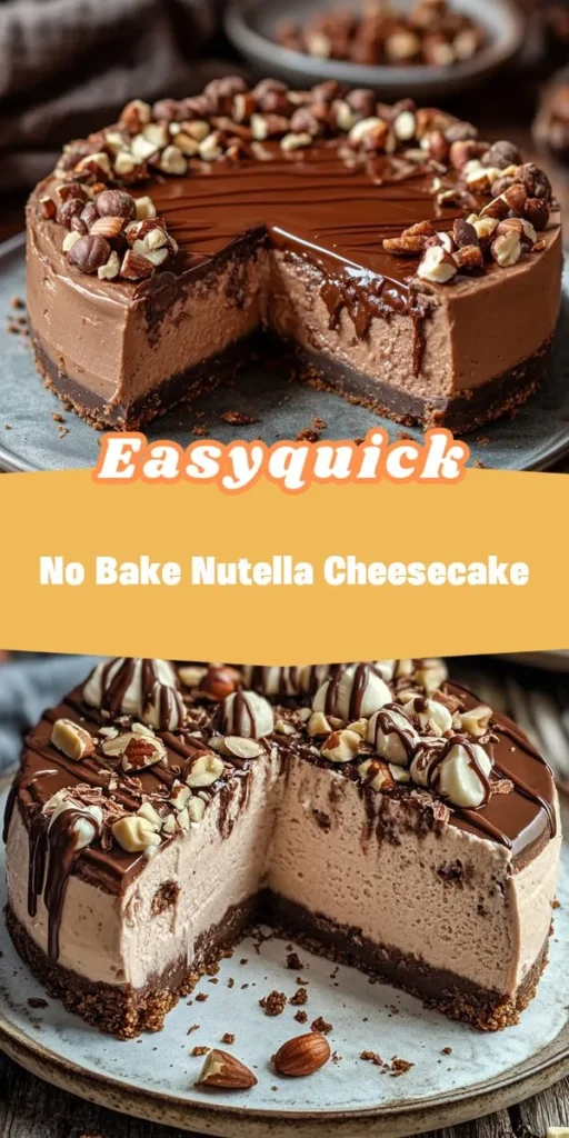 Looking for easy cake recipes that will wow your guests without the hassle of baking? This Nutty Delight: No Bake Nutella Cheesecake is a fantastic homemade dessert idea thats perfect for any occasion. With its creamy Nutella filling and crunchy cookie crust, its sure to be a hit at your next gathering! NoBakeDesserts CakeRecipes HomemadeDesserts Nutella Cheesecake EasyRecipes Afterka