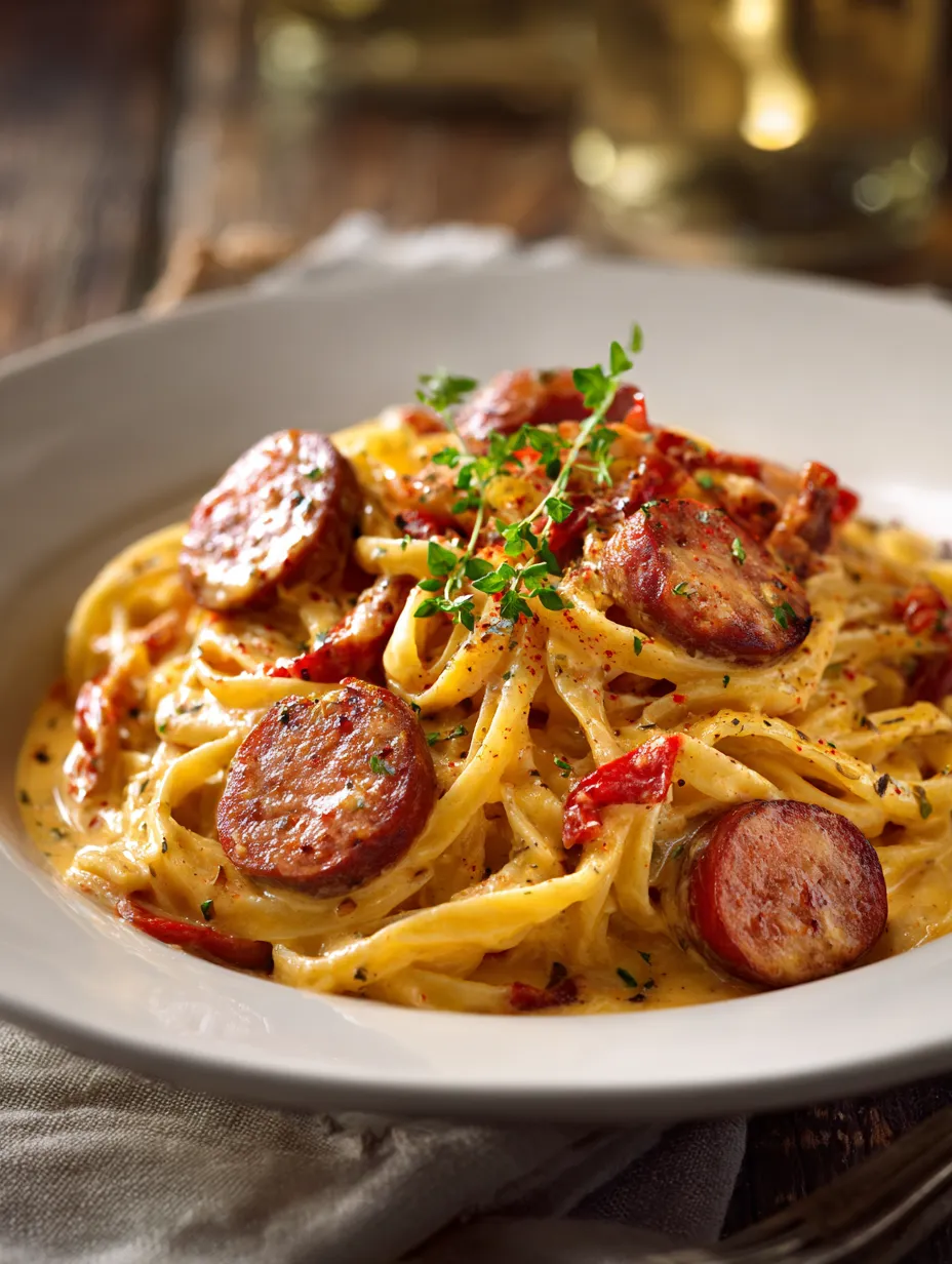 Elevate your mealtime with this Smoky Cajun Sausage Alfredo Delight, a perfect blend of creamy, zesty flavors that will keep you coming back for more. With a kick of Cajun seasoning and the rich taste of smoked sausage, this dish offers a satisfying twist on a classic that will impress any dinner guest. For more recipe inspiration, visit epiceats and explore a world of refreshing drink recipes and coffee drink variations to complement your meal! CajunCooking PastaLovers ComfortFood RecipeIdeas Foodie Epiceats ItalianCuisine
