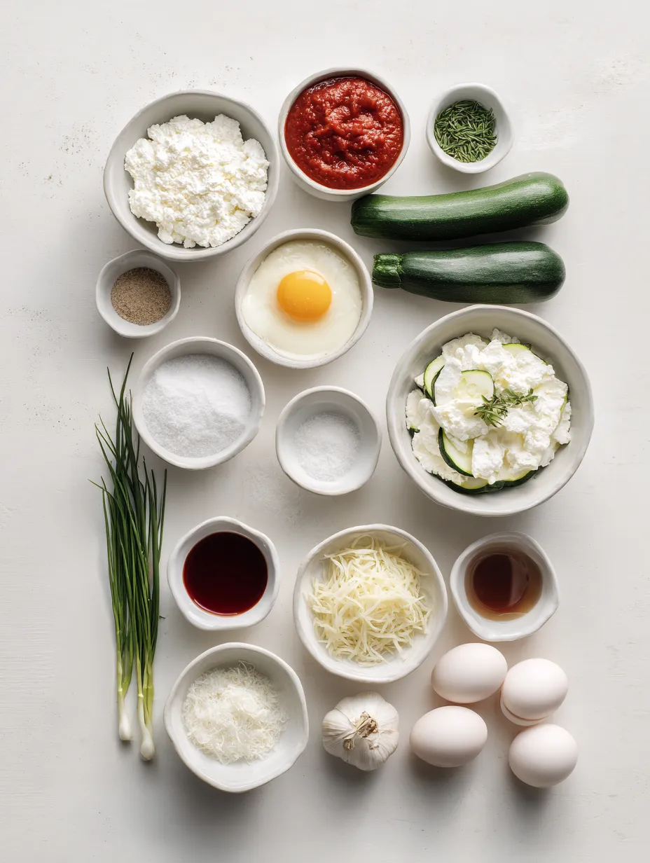 Ingredients for Layered Zucchini Ricotta Melts with Marinara