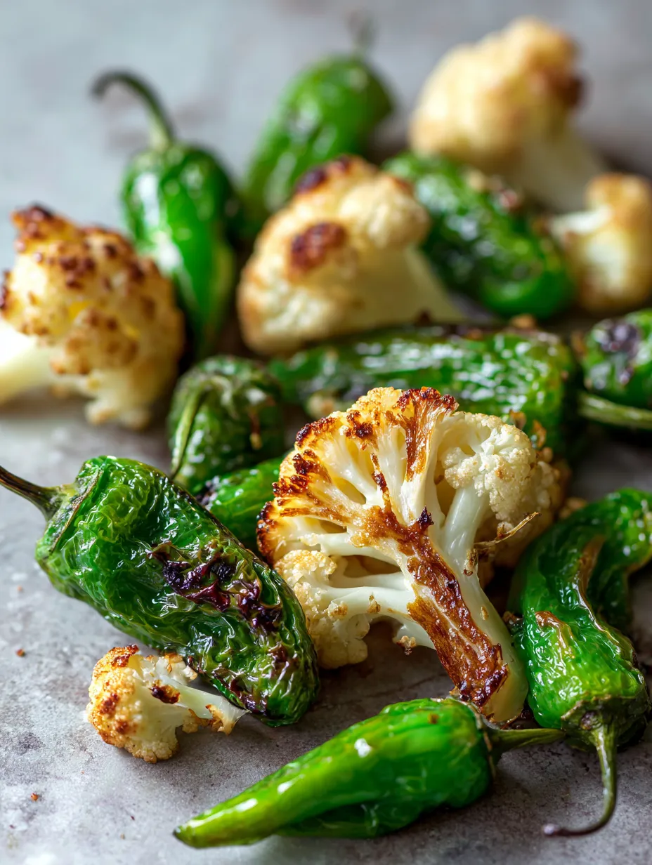 Perfect for your next gathering or seasonal celebration, this charred cauliflower and shishito peppers dish is a standout among quick bite recipes. Its packed with flavor while offering healthy appetizer ideas that everyone will enjoy. Check out more at epiceats for tips and variations! HealthyAppetizers QuickBites VegetarianRecipes SeasonalEats PartySnacks CauliflowerRecipes ShishitoPeppers