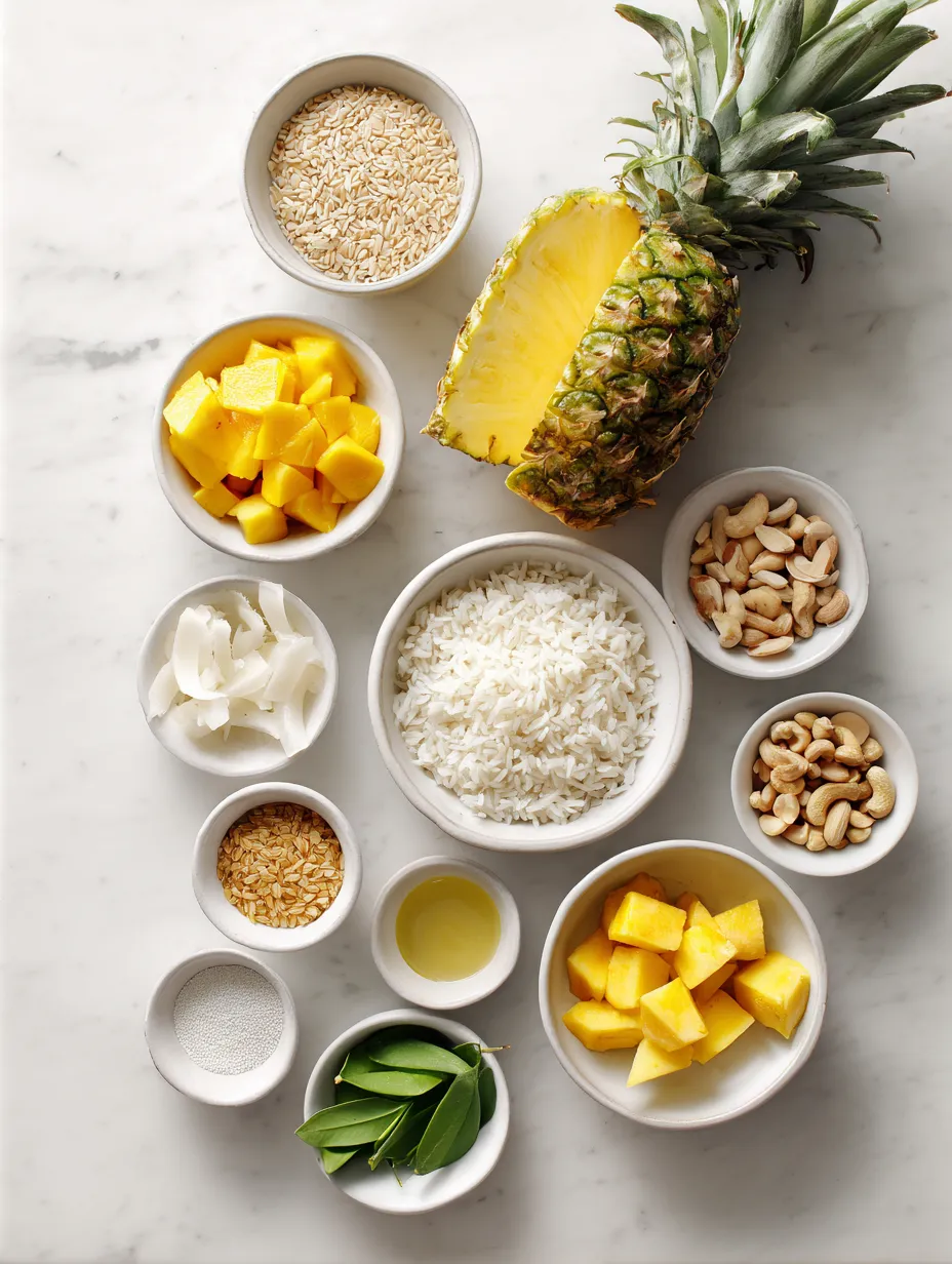 Ingredients for Delightful Vegetarian Pineapple Fried Rice: A Tropical Taste Adventure