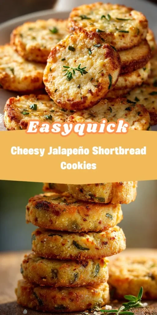 These Cheesy Jalape&ntilde;o Shortbread Cookies offer a perfect balance of buttery richness and a spicy kick, making them a standout option for your next gathering. Ideal for serving as finger food or a quick bite, these cookies will keep your guests coming back for more with their unique flavor profile. Discover more exciting bites at epiceats! FingerFoodRecipes QuickBiteRecipes CheesyCookies SpicySnacks BakingJoy AppetizerIdeas JalapenoLovers