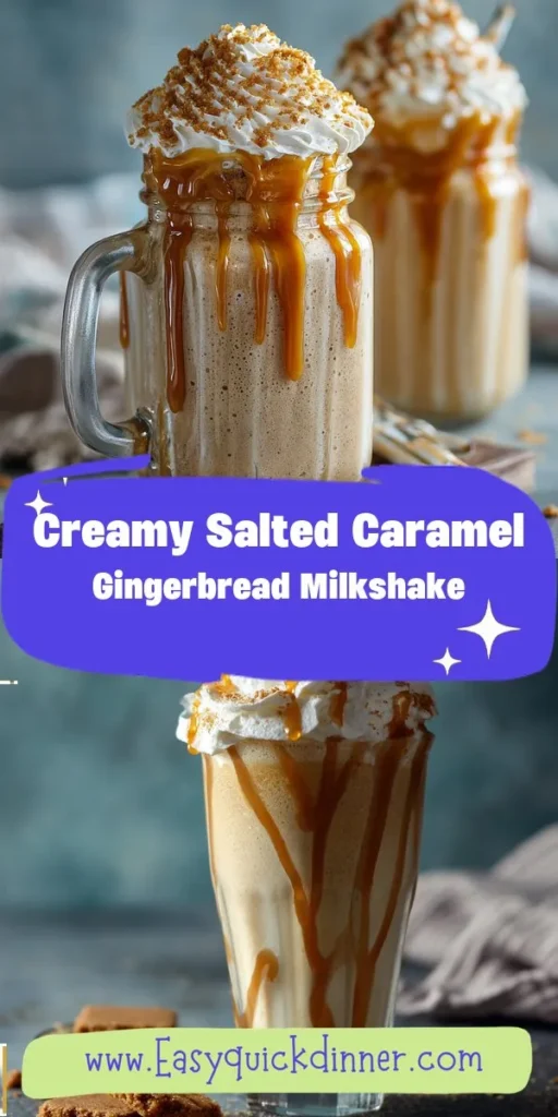Craving a quick and delicious treat? This simple pie recipe for a Creamy Salted Caramel Gingerbread Milkshake is your answer! Ready in just 30 minutes, this dessert combines the cozy flavors of gingerbread with rich caramel for a satisfying pick-me-up any time of year&mdash;perfect for sharing with family and friends. Check out more at epiceats! Milkshake DessertRecipe SimplePieRecipe 30MinuteDessert HealthyTreats Gingerbread CaramelDelight