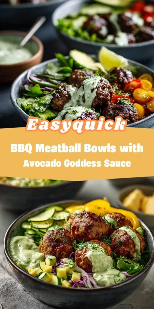 Transform your dinner routine with these BBQ Meatball Bowls topped with a creamy Avocado Goddess Sauce that adds a burst of freshness. Packed with flavors from the smoky meatballs and vibrant veggies, this dish is sure to become a family favorite. For more exciting mocktail recipes or coffee drink variations, check out epiceats for delightful inspirations! BBQMeatballs AvocadoSauce HealthyDinner MealPrep ComfortFood Foodie Epiceats