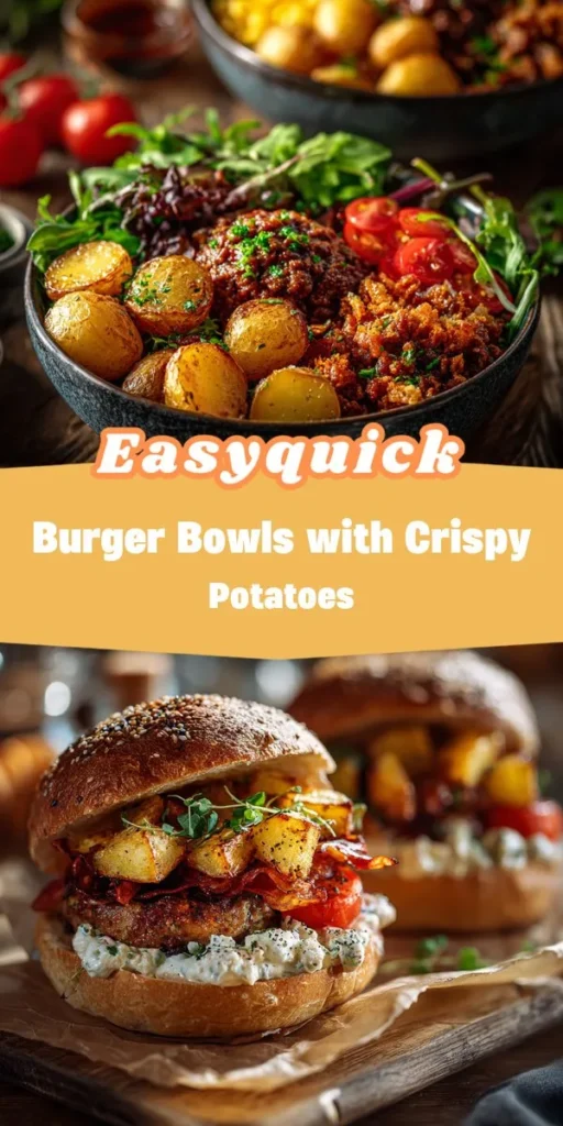 Elevate your mealtime with these flavorful Burger Bowls featuring crispy potatoes that add a satisfying crunch to every bite. Layered with seasoned ground beef or a plant-based alternative, fresh greens, and a zesty dressing, this dish transforms ordinary ingredients into a vibrant culinary experience. Check out epiceats for more creative recipes like these! BurgerBowls CrispyPotatoes HealthyEating MealPrep Foodie HomeCooking FlavorfulEats