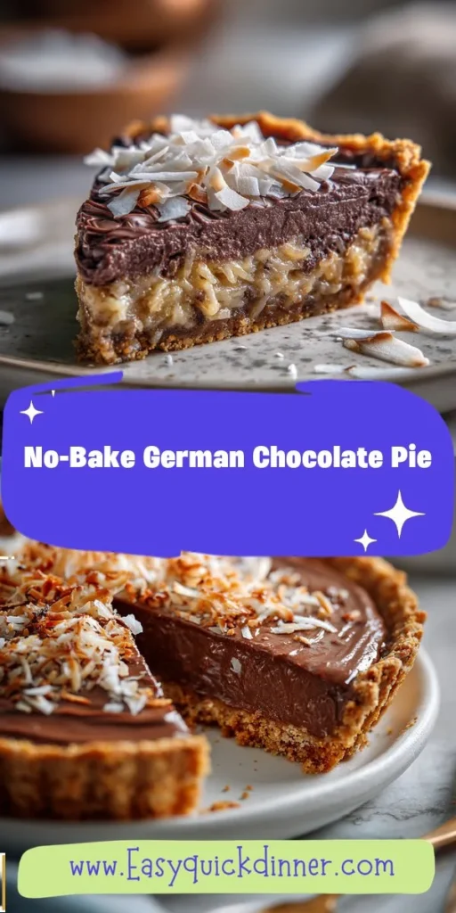 Whip up this easy No-Bake German Chocolate Pie for a family-friendly dessert that everyone will love! Just a few simple steps and you&rsquo;ll have a creamy, chocolatey treat that&rsquo;s perfect for any occasion. Check out this recipe on epiceats for a delightful addition to your dessert table! NoBakeDessert FamilyFriendly ChocolatePie EasyRecipes DessertGoals CoconutPecans QuickTreats