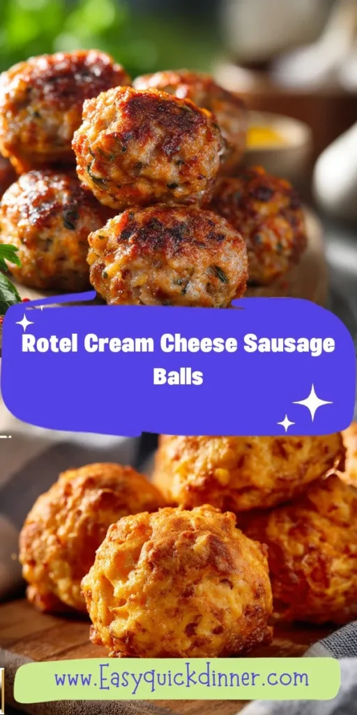Transform your next gathering with these Cheesy Rotel Sausage Balls, a standout among easy appetizer ideas and perfect for a party snack recipe! Bursting with savory flavors and a hint of spice, these bite-sized treats are sure to impress your guests and keep them coming back for more. Check out epiceats for this crowd-pleaser! AppetizerIdeas PartySnacks CheesyGoodness SausageBalls EasyRecipes SnackTime FoodieFavorites