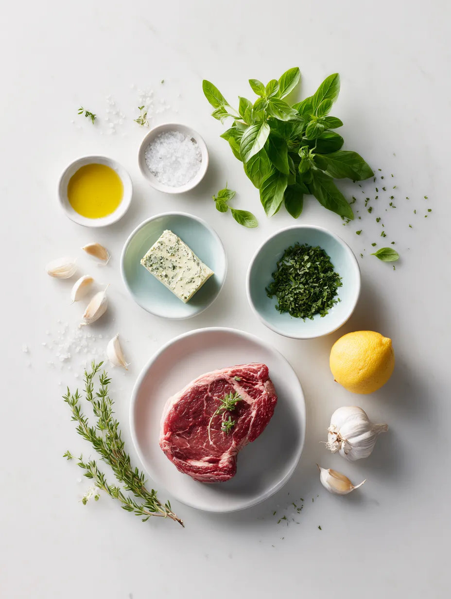 Ingredients for Sizzling Herb-Butter Grilled Steak