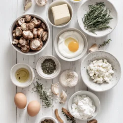 Ingredients for Creamy Garlic Mushroom Skillet: A Deliciously Simple Dish for Any Occasion