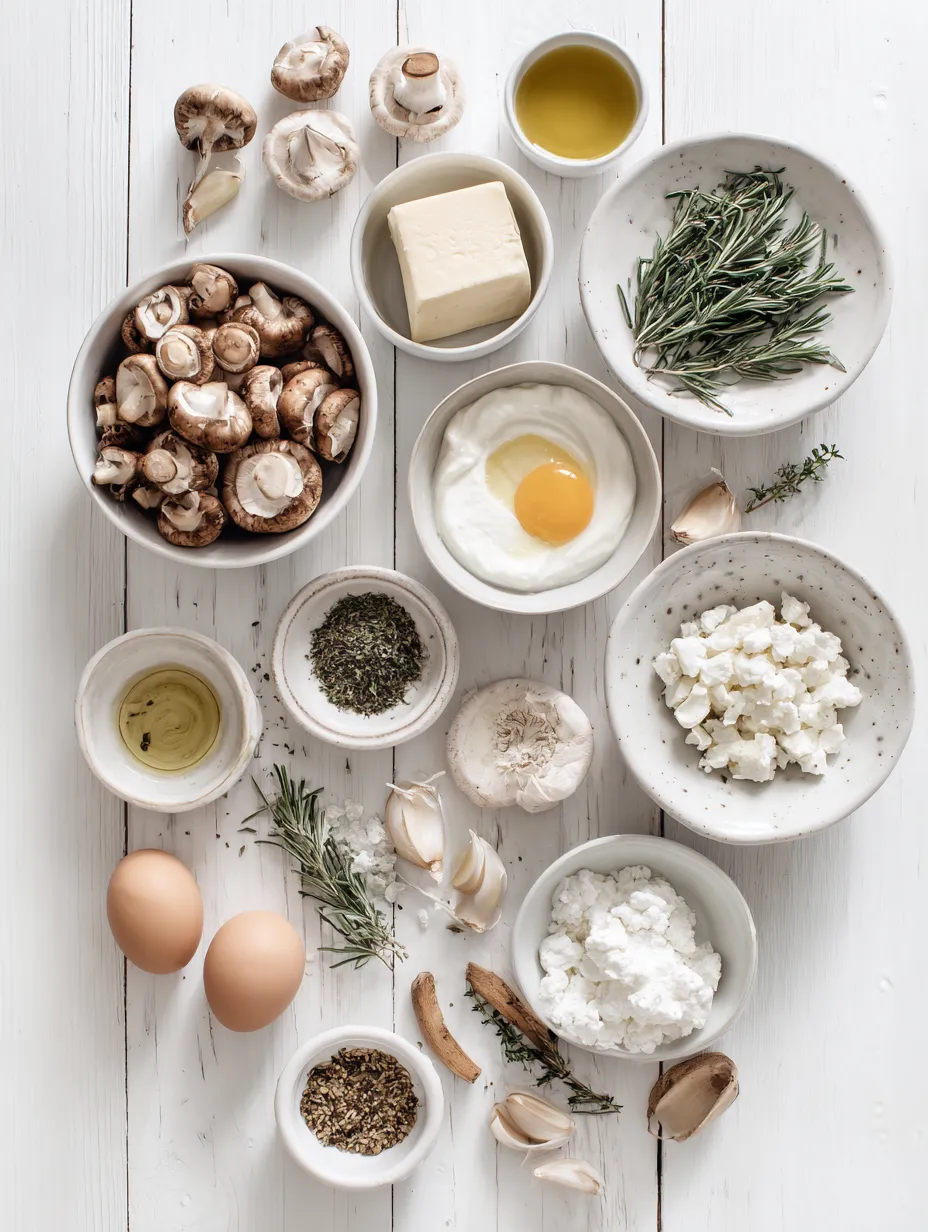 Ingredients for Creamy Garlic Mushroom Skillet: A Deliciously Simple Dish for Any Occasion