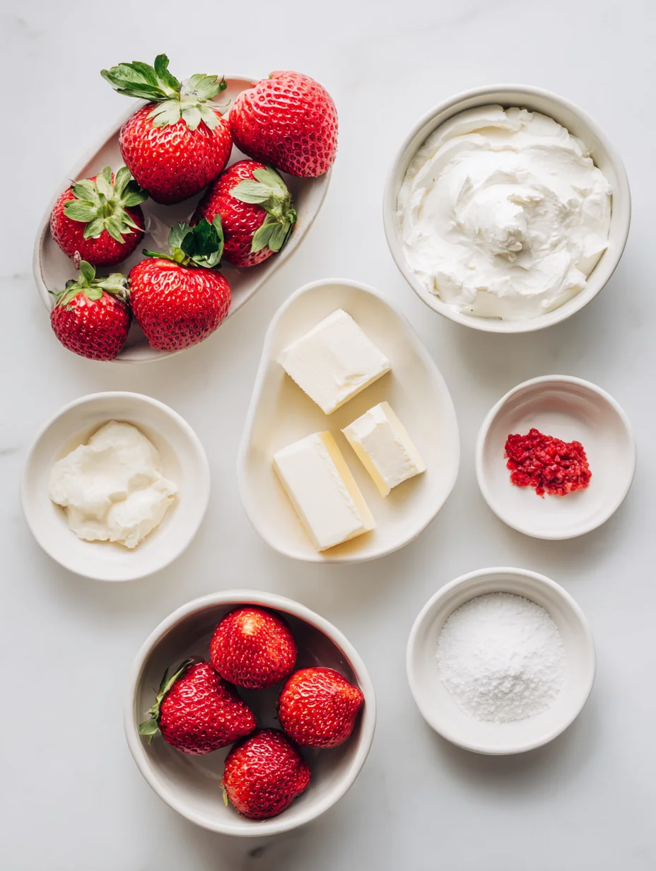 Ingredients for Strawberry Shortcake Cheesecake Cups