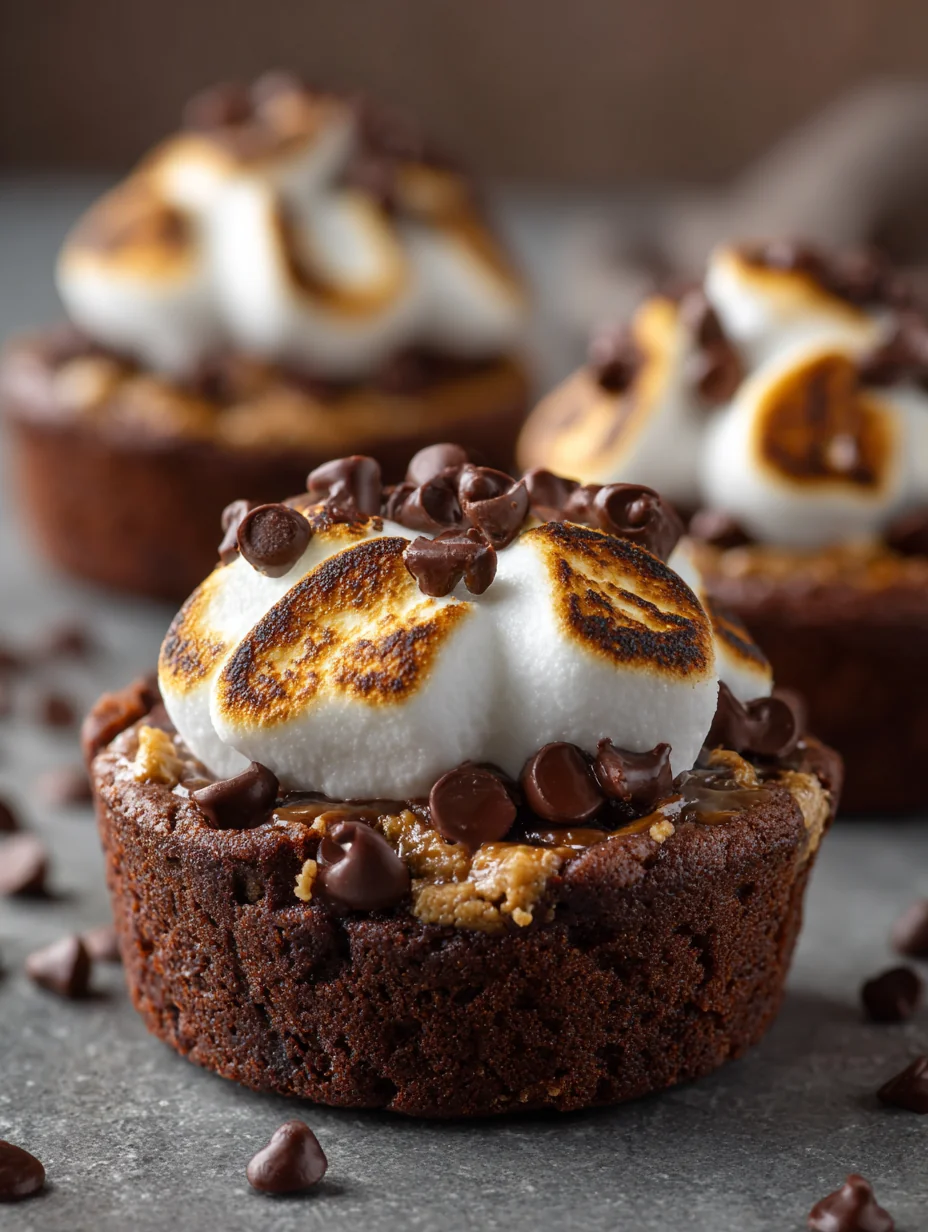 This peanut butter chocolate chip brownie cups with gooey marshmallow is a simple dessert recipe made with everyday ingredients. Perfect for busy days and family meals.