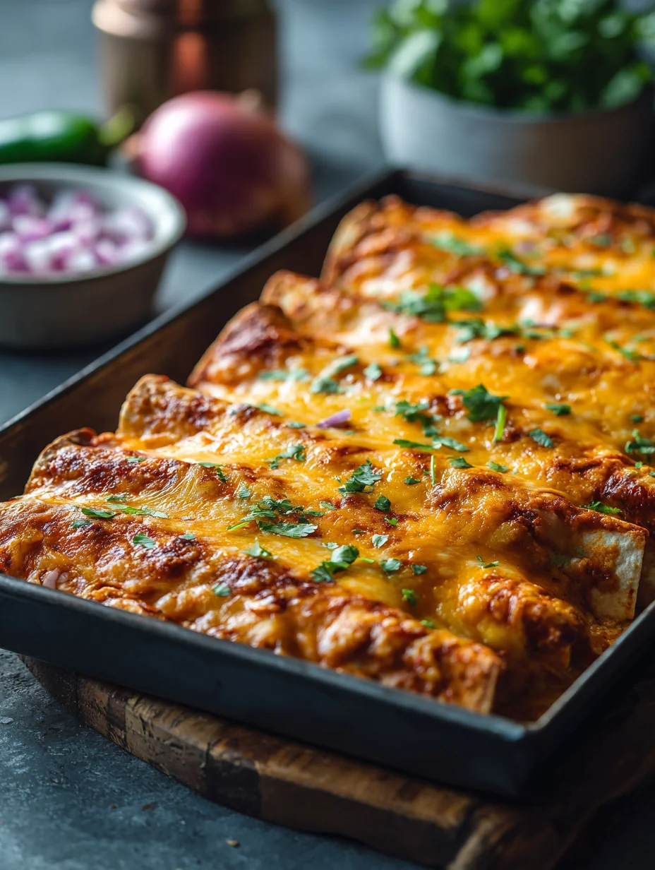 This no-roll sheet pan chicken enchiladas is a simple dinner recipe made with everyday ingredients. Perfect for busy days and family meals.