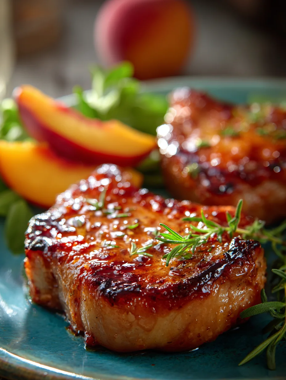 This peach glazed pork chops: a summer delight is a simple dinner recipe made with everyday ingredients. Perfect for busy days and family meals.