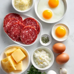 Ingredients for Sizzling Salami and Cheesy Eggs
