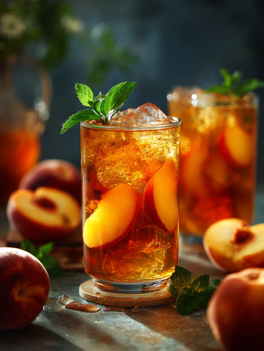 This sparkling peach iced tea for brunch & picnics is a simple drink recipe made with everyday ingredients. Perfect for busy days and family meals.