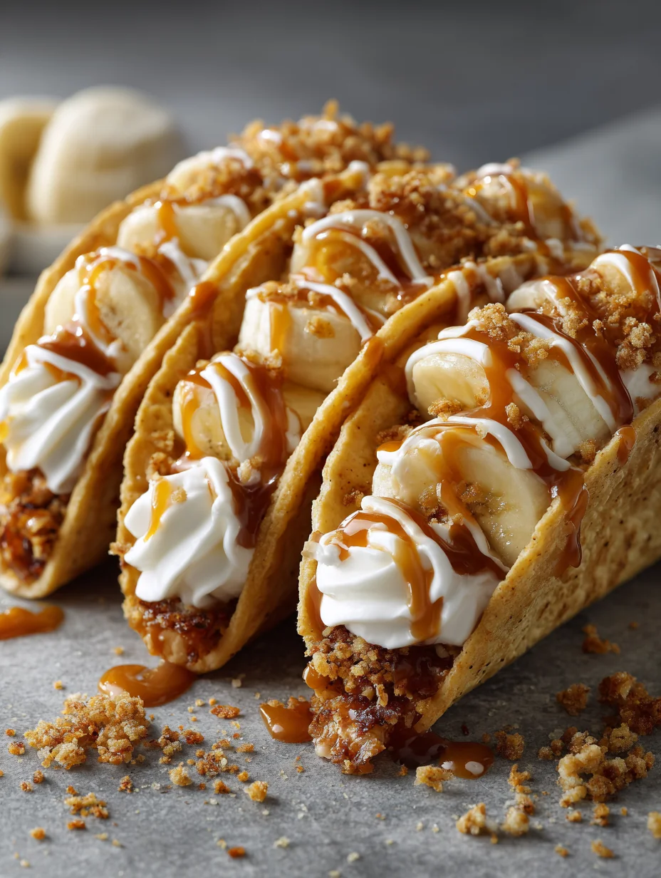 This caramel banana crunch tacos with whipped cream drizzle is a simple dinner recipe made with everyday ingredients. Perfect for busy days and family meals.