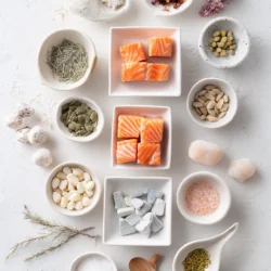 Ingredients for Bang Bang Salmon Bites Bowls