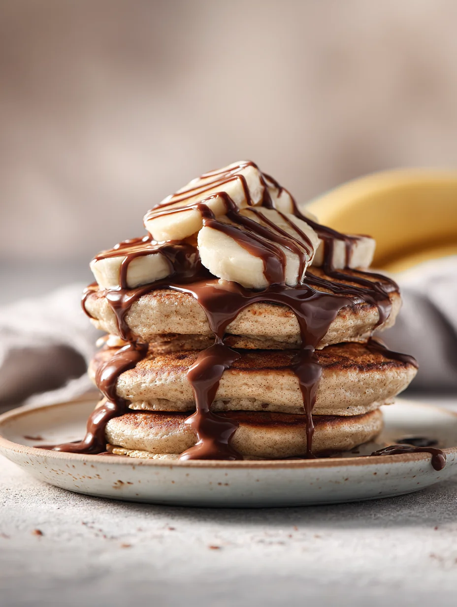 This banana bread pancake stack with nutella drizzle is a simple breakfast recipe made with everyday ingredients. Perfect for busy days and family meals.
