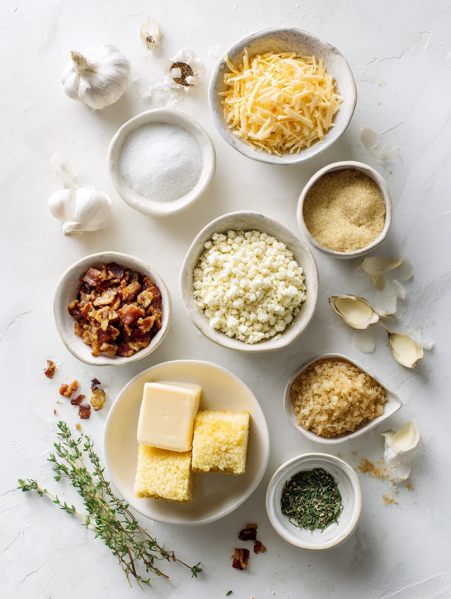 Ingredients for Cheddar Bacon Cornbread Bites are a delightful fusion of fla