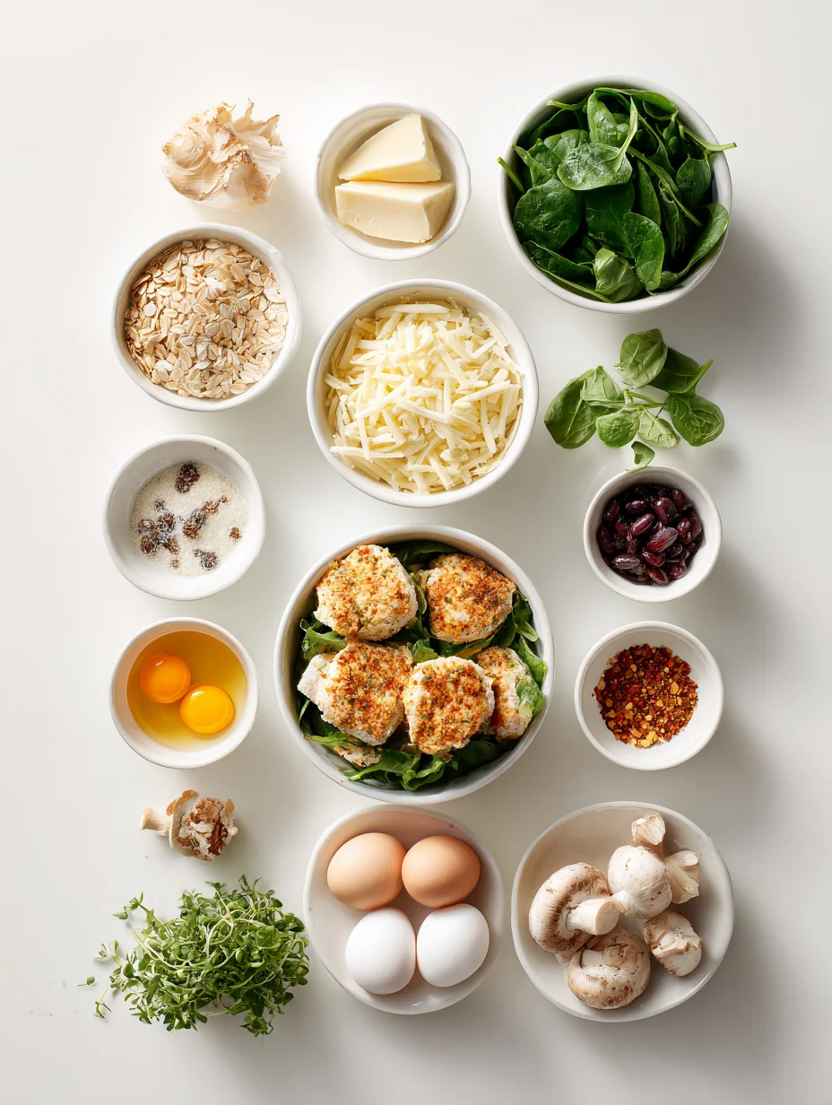 Ingredients for Easy White Cheddar Spinach Chicken Burgers