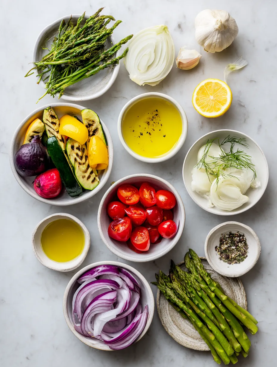 Ingredients for Grilled Veggie Platter with Lemon Dressing