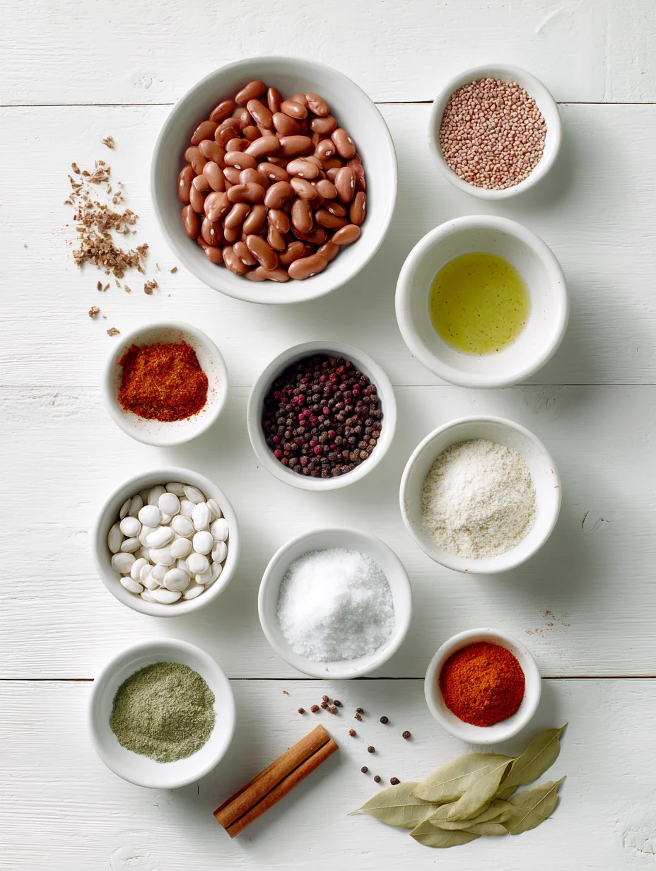 Ingredients for Authentic Mexican Charro Beans, or