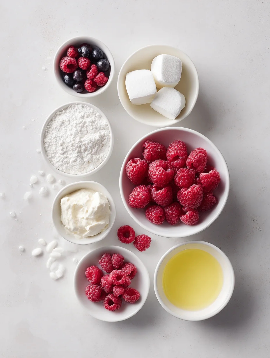 Ingredients for Indulging in a slice of Lemon Raspberry Meringue Cheesecake