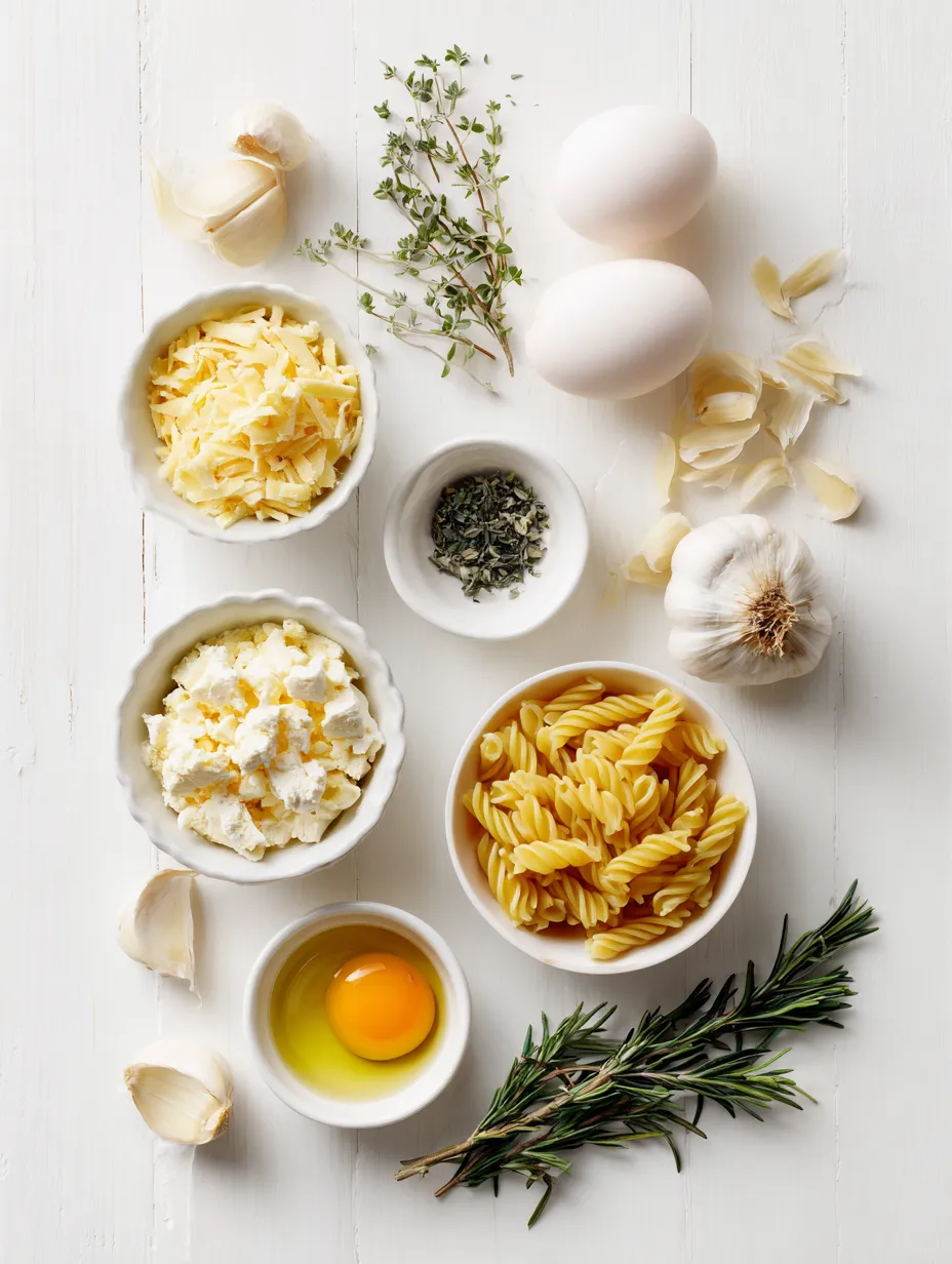 Ingredients for Baked Cheesy Chicken Pasta Casserole