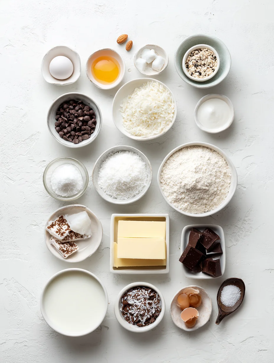 Ingredients for Indulge in the sweet, chewy delight of Decadent Samoa Bars,