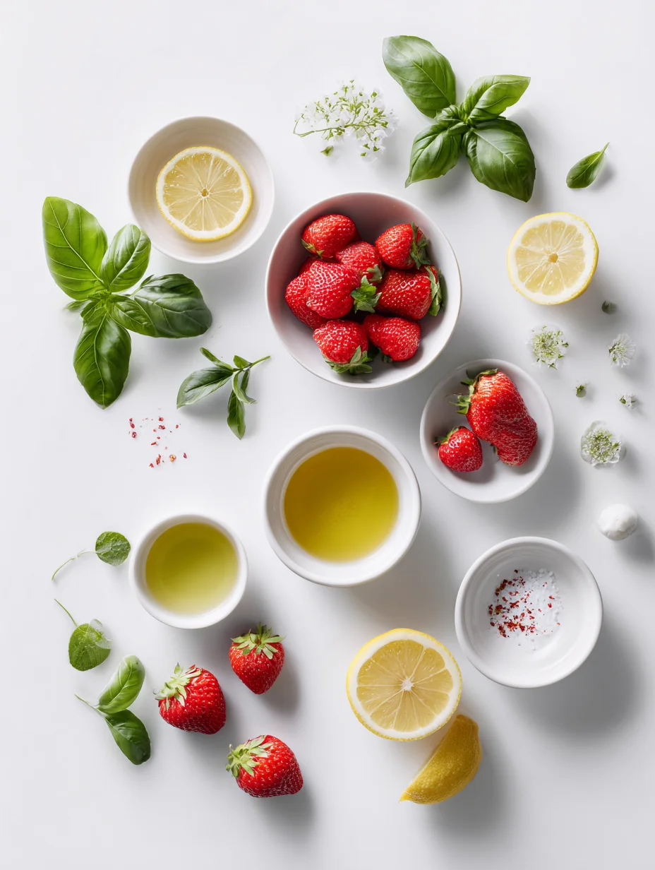Ingredients for Strawberry Basil Lemonade is a refreshing take on the classi