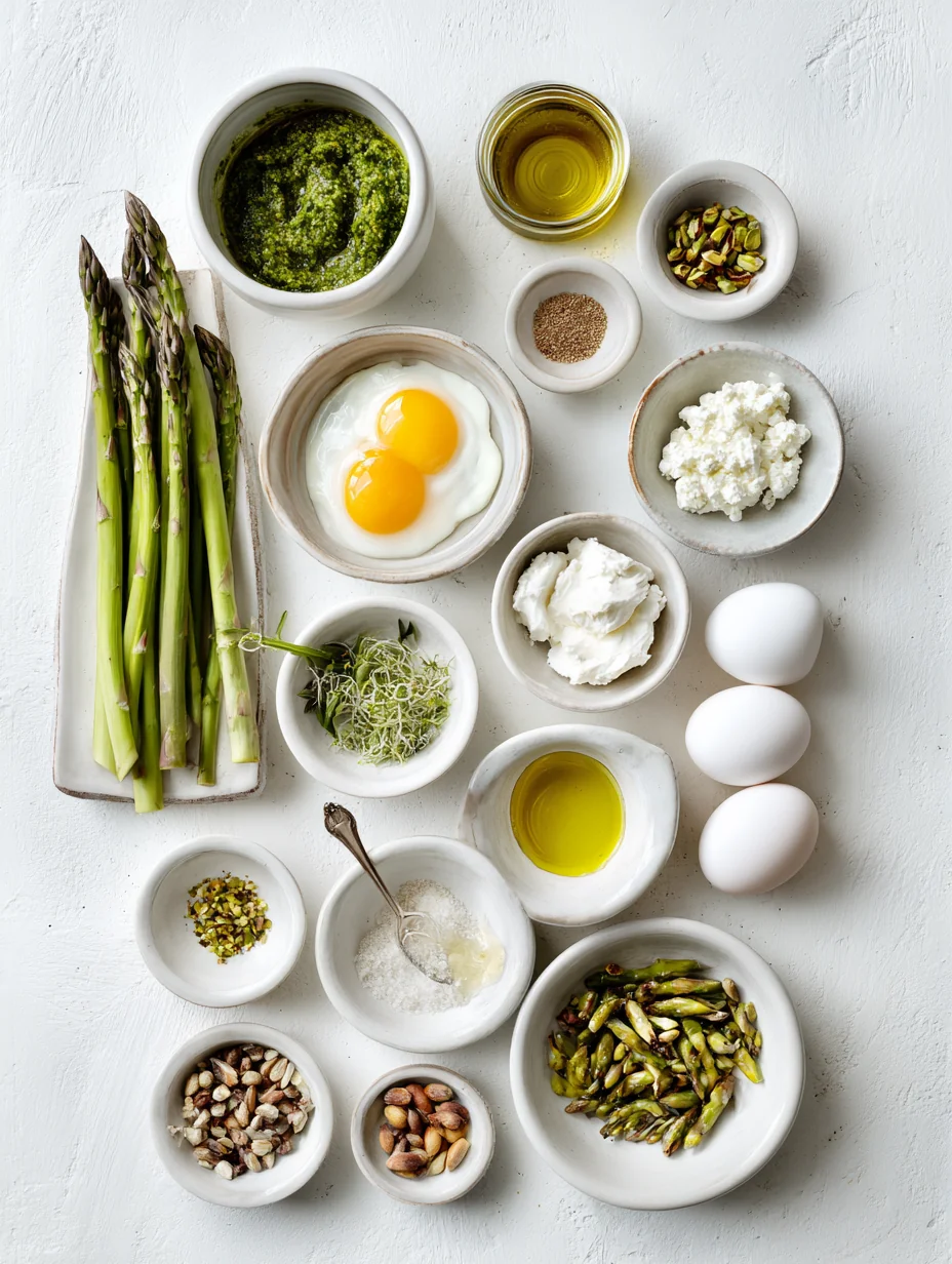 Ingredients for Spring Pistachio Pesto Pizza with Asparagus and Ricotta