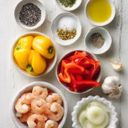 Ingredients for Zesty Garlic Shrimp with Bell Peppers Delight: A Flavorful Culinary Adventure