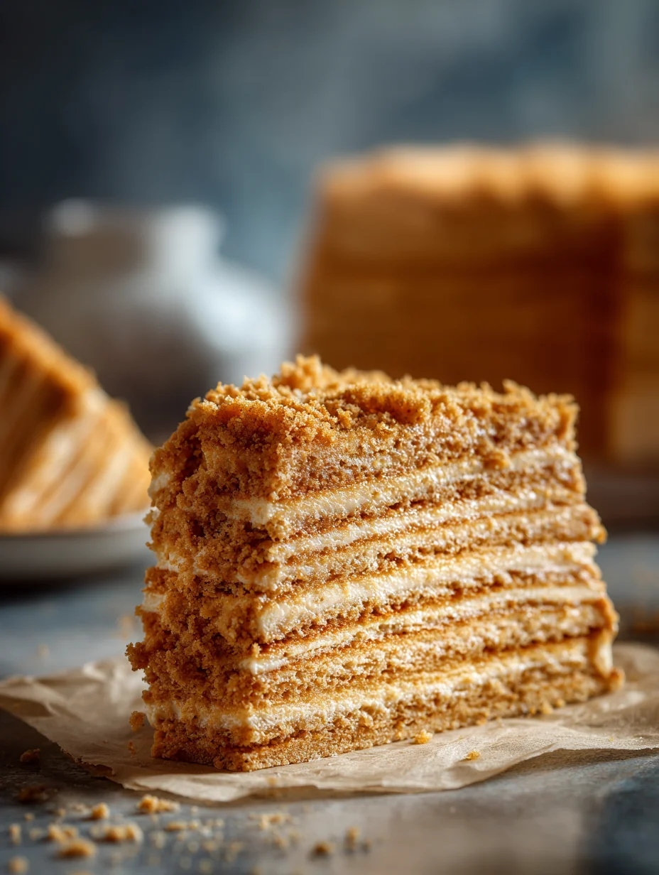 This delicate layers of russian honey cake is a simple dessert recipe made with everyday ingredients. Perfect for busy days and family meals.