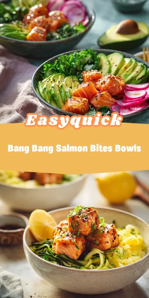 This bang bang salmon bites bowls is a simple dinner recipe made with everyday ingredients. Perfect for busy days and family meals.