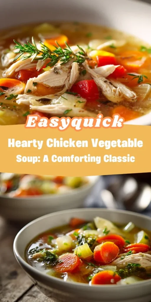 This hearty chicken vegetable soup: a comforting classic is a simple dinner recipe made with everyday ingredients. Perfect for busy days and family meals.