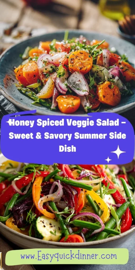 This honey spiced veggie salad - sweet & savory summer side dish is a simple lunch recipe made with everyday ingredients. Perfect for busy days and family meals.