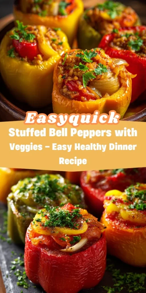 This stuffed bell peppers with veggies - easy healthy dinner recipe is a simple dinner recipe made with everyday ingredients. Perfect for busy days and family meals.
