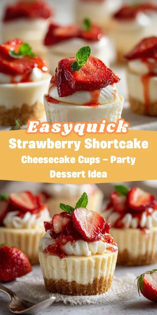 This strawberry shortcake cheesecake cups - party dessert idea is a simple dessert recipe made with everyday ingredients. Perfect for busy days and family meals.