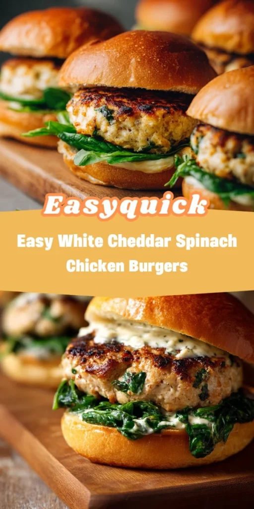 This easy white cheddar spinach chicken burgers is a simple dinner recipe made with everyday ingredients. Perfect for busy days and family meals.