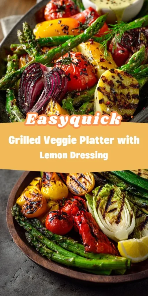 This grilled veggie platter with lemon dressing is a simple dinner recipe made with everyday ingredients. Perfect for busy days and family meals.